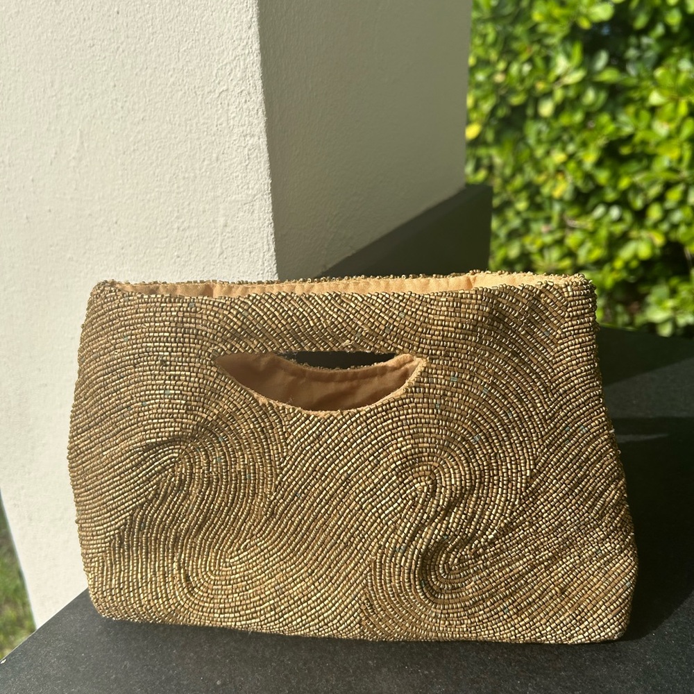 Moyna Gold Beaded Women's Bag